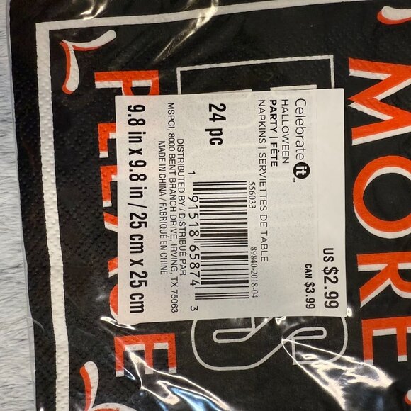 Celebrate it Halloween Funny Napkins 9.8 x 9.8 3 packs of 24, 1 stack of 19 = 91 - Picture 4 of 4